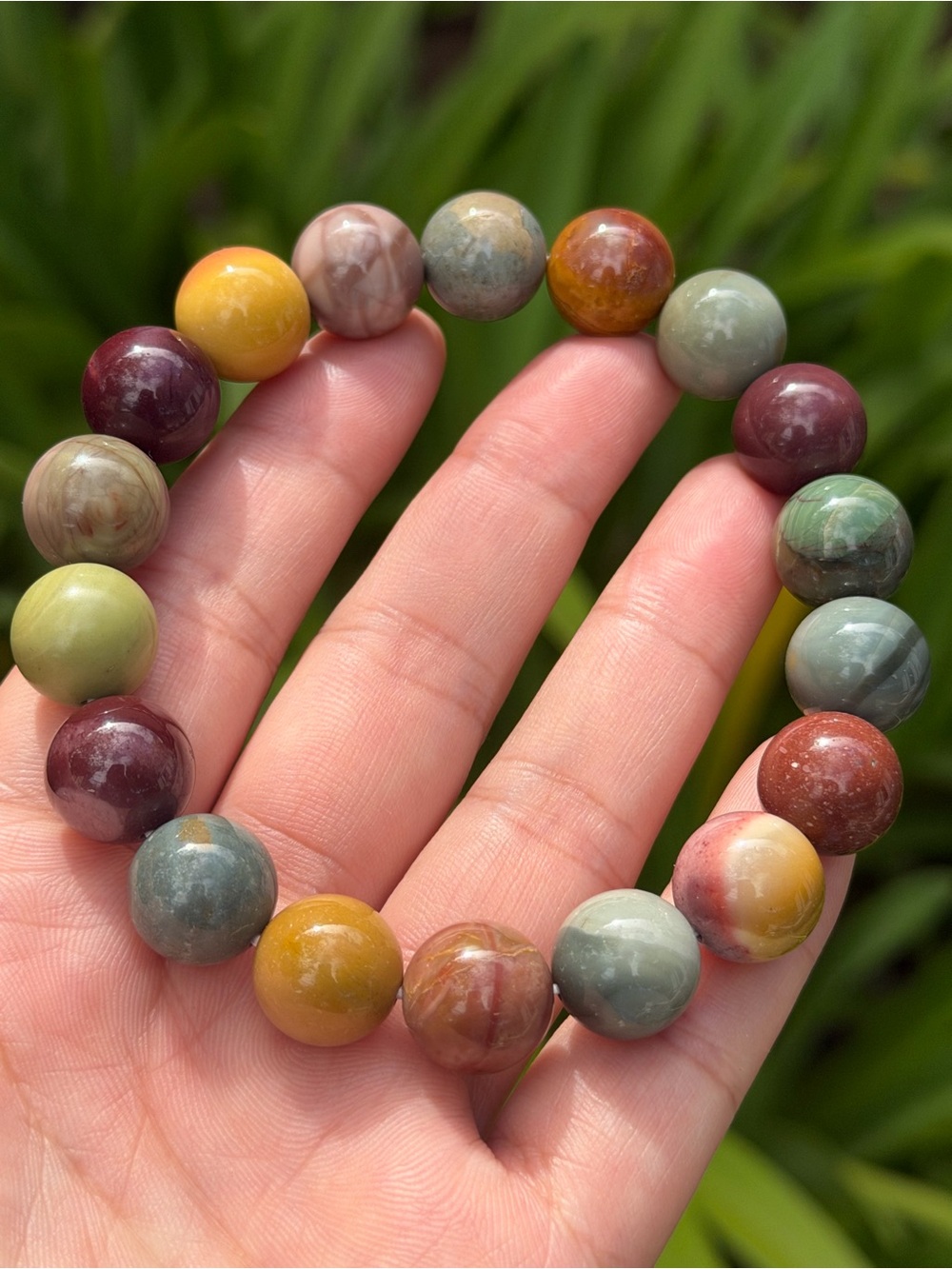 13mm Multicolor Alashan Agate Beaded Stretch Bracelet 1775